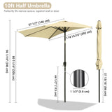 10 Ft Half Umbrella AL/beige