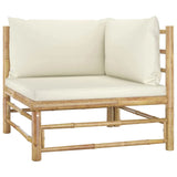 10 Piece Patio Lounge Set with Cream White Cushions Bamboo